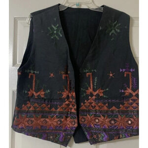 Southwestern American Indian Embroidered Stitched Themed Unbranded Vest (H20)
